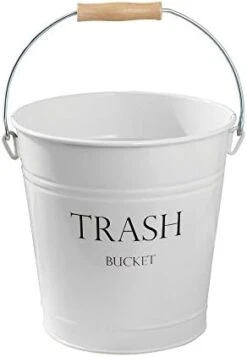 IDesign Metal Pail Trash Can For Bathroom, Bedroom, Home Office, Dorm, 10.75" X 10.75" X 10.5", White Finish With Vintage Black Lettering -Brabantia Shop 31zhjNKzA4L. AC
