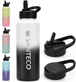 SANTECO Water Bottle 24 Oz, Vacuum Insulated Stainless Steel Bottle With Straw Handle Lid, Leakproof Bottles, Wide Mouth Easy Clean, Keep Drinks Hot & Cold For Gym, Camping, Hiking, Blue Purple -Brabantia Shop 41 OCJ0I3pL. AC