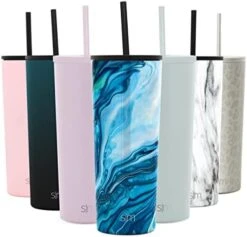 Simple Modern Insulated Tumbler With Lid And Straw | Iced Coffee Cup Reusable Stainless Steel Water Bottle Travel Mug | Gifts For Women Men Her Him | Classic Collection | 24oz | Ocean Geode -Brabantia Shop 41 RRWkojhL. AC