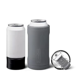 BrĂ¼Mate Hopsulator Trio 3-in-1 Insulated Can Cooler For 12oz / 16oz Cans + 100% Leak Proof Tumbler With Lid | Can Coozie Insulated For Beer, Soda, And Energy Drinks (Matte Gray)