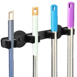 UNUSFIRE Mop Broom Holder Heavy Duty,Magnetic Mop Hangers Strong 4Rack Solid Aluminum Non-Slip Magnetic Tool Organizers Rack Storage For Home Kitchen Laundry Garage Workshop