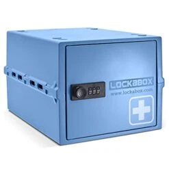 Lockabox One⢠| Premium Medicine Lock Box For Medication, Vitamins & Supplements | One Size 12 X 8 X 6.6 Inches Externally (Medi Blue)