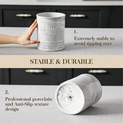 MALACASA Kitchen Utensil Holder, 7.2'' Large Cooking Utensils Holder For Kitchen Counter, Ceramic Utensil Crocks Utensil Organizer For Countertop, Farmhouse Kitchen Decor, Series REG -Brabantia Shop 411RHShcqUL