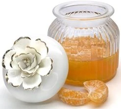 HomeyHoney 22 Oz Decorative Glass Jars With Airtight Lids, Handmade White Porcelain Peony On Lid, Decorative Glass Canisters With Airtight Lids, Glass Storage Containers With Lids For Candy Cookie -Brabantia Shop 4120DZYeOLL. AC