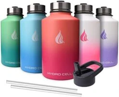 HYDRO CELL Stainless Steel Insulated Water Bottle With Straw - For Cold & Hot Drinks - Metal Vacuum Flask With Screw Cap And Modern Leakproof Sport Thermos For Kids & Adults (Mint/Green 24oz) -Brabantia Shop 4131LuyS4rL. AC