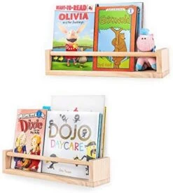 KUWZTY Wall Book Shelves For Nursery Set Of 2, Display Holder For Toys, Toiletry Essentials, Kitchen Spice Racks, Photos(Natural Wood) -Brabantia Shop 4134vCv8tmL. AC