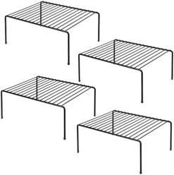 Kitchen Cabinet Storage Shelf Rack/Plastic Feet - (13.1 X 10.2 Inch) - Steel Metal - Rust Resistant Finish - Cups, Dishes, Cabinet & Pantry Organization (4, Black) -Brabantia Shop 41398ZnyEcL. AC