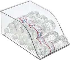 MDesign Small Plastic Water Bottle Stackable Storage Organization Bin With Open Front For Kitchen Refrigerator, Freezer, Pantry, Holds 12 Bottled Drinks/Beverages, Ligne Collection, Clear -Brabantia Shop 413d2oRXpL. AC