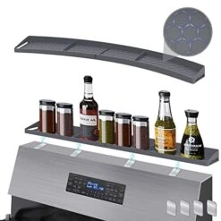 Discalange Kitchen Magnetic Stove Top Shelf, 30 Inch Silicone Spice Rack Easy Installation, Over The Stove Top Shelf Organization Stove Rack, Spice Storage Shelf For Stove, Oven Shelf Organizer (Gray)