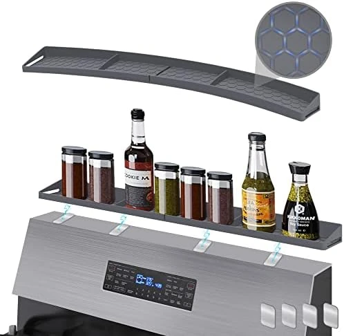 Discalange Kitchen Magnetic Stove Top Shelf, 30 Inch Silicone Spice Rack Easy Installation, Over The Stove Top Shelf Organization Stove Rack, Spice Storage Shelf For Stove, Oven Shelf Organizer (Gray) 6 Discalange Kitchen Magnetic Stove Top Shelf, 30 Inch Silicone Spice Rack Easy Installation, Over The Stove Top Shelf Organization Stove Rack, Spice Storage Shelf For Stove, Oven Shelf Organizer (Gray) - Image 6