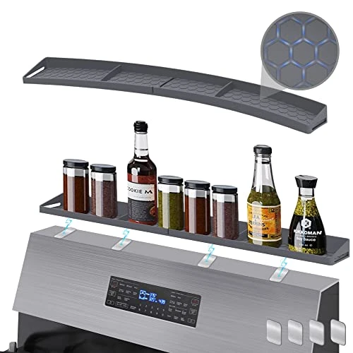 Discalange Kitchen Magnetic Stove Top Shelf, 30 Inch Silicone Spice Rack Easy Installation, Over The Stove Top Shelf Organization Stove Rack, Spice Storage Shelf For Stove, Oven Shelf Organizer (Gray) 1 Discalange Kitchen Magnetic Stove Top Shelf, 30 Inch Silicone Spice Rack Easy Installation, Over The Stove Top Shelf Organization Stove Rack, Spice Storage Shelf For Stove, Oven Shelf Organizer (Gray)