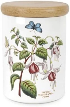 Portmeirion Botanic Garden Small Airtight Canister | 5.5 Inch Storage Container With Fuchsia Motif | Made In England From Fine Earthenware | Dishwasher Safe -Brabantia Shop 413liTNIHuL. AC