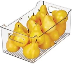 MDesign Wide Plastic Kitchen Storage Container Bins With Handles -Organization In Pantry, Cabinet, Refrigerator Or Freezer Shelves - Food Organizer For Fruit, Yogurt, Squeeze Pouches - Clear -Brabantia Shop 414gaRcTwjL. AC
