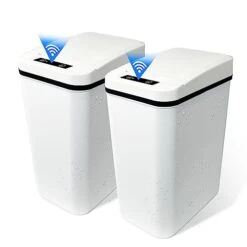 Zaaqii 2.2 Gallon Small Slim White Plastic Trash Can Narrow Covered Garbage Bin For Bathroom Laundry Home Office Kitchen Pack Of 2 -Brabantia Shop 415Z9S6lXdL