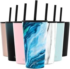 Simple Modern Insulated Tumbler With Lid And Straw | Iced Coffee Cup Reusable Stainless Steel Water Bottle Travel Mug | Gifts For Women Men Her Him | Classic Collection | 24oz | Ocean Geode -Brabantia Shop 415gdCUX7rL. AC