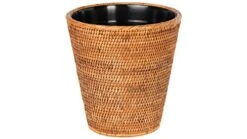 Kouboo La Jolla Rattan Wastebasket With Plastic Insert, Handmade, Trash Can, Small Wastebasket, Bedroom, Bathroom, Vanity, RV, Dorm, White Wash -Brabantia Shop 415ma0YOJQL