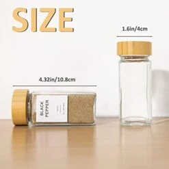 FavorFlavor 12 Pcs Spice Jars With Label, Thickened Glass Seasoning Jars With Bamboo Lids, Airtight Sealing Seasoning Bottles With Silicone Funnel For Easy Refilling, Spice Jars With Shaker Lids