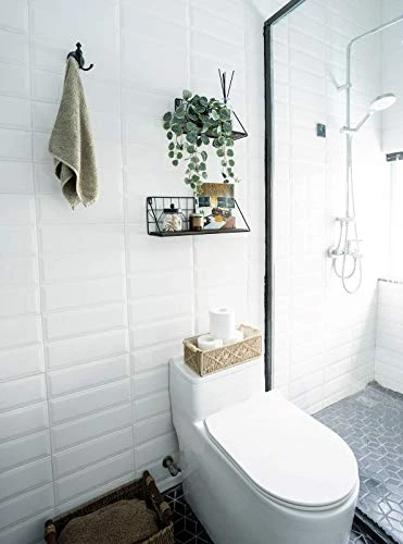 Mkono Wall Floating Shelves Set Of 2 Rustic Wood Bathroom Shelf (11.5" + 17.7"), Black Metal Wire Storage Display Shelving Room Recor For Bedroom Living Room Kitchen Office,Brown 3 Mkono Wall Floating Shelves Set Of 2 Rustic Wood Bathroom Shelf (11.5" + 17.7"), Black Metal Wire Storage Display Shelving Room Recor For Bedroom Living Room Kitchen Office,Brown - Image 3