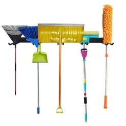 FRMSAET Wall Mount Rack Hook Space Saver Garden Tool Organizer Garage Storage System Super Heavy Duty Steel Holder Hanger - Screws And Anchors Included (Black) -Brabantia Shop 4160MbEdzVL