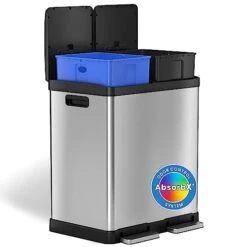 ITouchless 13 Gallon Oval Trash Can And Recycle Bin Large 12-Inch Dual-Deodorizer, Commercial Grade For Home, Restaurant, Restroom, Office, Elliptical Open Top, 13 G -Brabantia Shop 416N2FN2dOL