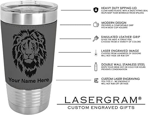 LaserGram 20oz Vacuum Insulated Tumbler Mug, Truck Cab, Personalized Engraving Included (Faux Leather, Gray) 6 LaserGram 20oz Vacuum Insulated Tumbler Mug, Truck Cab, Personalized Engraving Included (Faux Leather, Gray) - Image 6