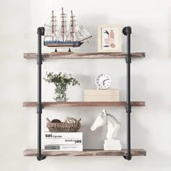 Homissue 31.5-Inch Industrial Pipe Shelf, 3-Shelf Metal Bookcases Furniture, Retro Brown -Brabantia Shop 416Ouv3yHcL. AC