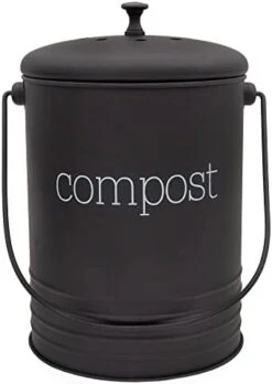 AuldHome Black Enamelware Compost Bin, Farmhouse Compost Can Set With Lid And Charcoal Filters, 1.3 Gallon -Brabantia Shop 416dpABBd8L. AC