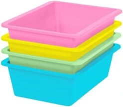 IRIS USA Large Multi-Purpose Plastic Storage Bins, 4-Pack, Durable Thick Plastic Organizer Containers For Toys Diapers Clothes Crafts Kids Room Playroom Daycare School Storage, Pastel Colors -Brabantia Shop 416seM0ZnWL. AC