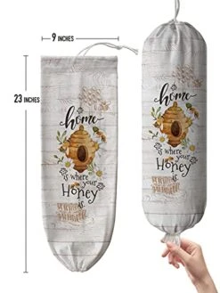 Hglian Grocery Plastic Bag Holder And Dispenser Cute Plastic Bags Organizer Garbage Shopping Trash Bags Storage Container Bee Daisy Farmhouse Kitchen Décor-Home Is Where Your Honey Is -Brabantia Shop 416xNMZQB7L