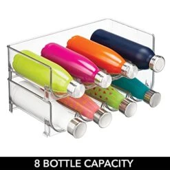 MDesign Plastic Free-Standing Stackable Bottle Storage Rack, For Kitchen Countertop, Fridge, Freezer; Organizer For Water Bottles, Sports Drinks; Ligne Collection, 2 Pack - Store 8 Bottles - Clear -Brabantia Shop 417GuA4MJrL