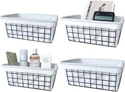 Wire Basket With Liner, 4 Pack Wire Baskets For Storage, Durable Metal Basket Organizer Storage Bin For Kitchen Cabinets, Pantry, Bathroom, Countertop, Closets (Black, 4 Liners) -Brabantia Shop 417KXIxaMjS. AC