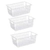 Farmhouse Metal Wire Basket, Fridge Freezer Storage Organizer Bins With Handles For Kitchen Cabinets, Pantry, Closets, Bedrooms, Bathrooms, White 3 Pack