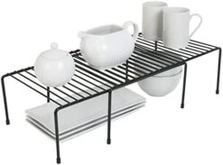 Smart Design Expandable Storage Rack - Scratch Resistant Feet - Metal Wire - Kitchen Counter, Bathroom Medicine Organizer, Dish, Plate Display Shelf, Sink Cabinet, Cupboard Riser - 16 X 32.5 - Black -Brabantia Shop 417fDHt1VXL. AC