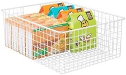 Slim Metal Wire Food Storage Organizer Basket With Handles For Organization In Kitchen Cabinets, Pantry Shelf, Bathroom, Laundry Room, Closets, Garage - Concerto Collection - Matte Black -Brabantia Shop 417sYwvJs8L. AC