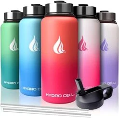 HYDRO CELL Stainless Steel Insulated Water Bottle With Straw - For Cold & Hot Drinks - Metal Vacuum Flask With Screw Cap And Modern Leakproof Sport Thermos For Kids & Adults (Mint/Green 24oz) -Brabantia Shop 418UToL6SKL. AC