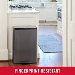 Rubbermaid Stainless Steel Metal Step-On Trash Can For Home And Kitchen, Charcoal, 12 Gallon, 2112520 -Brabantia Shop 418Yt4o4HeL