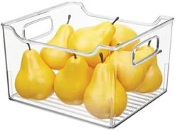 MDesign Wide Plastic Kitchen Storage Container Bins With Handles -Organization In Pantry, Cabinet, Refrigerator Or Freezer Shelves - Food Organizer For Fruit, Yogurt, Squeeze Pouches - Clear -Brabantia Shop 418vaeBazFL. AC