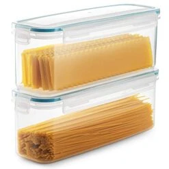 Komax Biokips Pasta Storage Containers W/Locking Lids (Set Of 2) Airtight Food Storage Containers For Pantry - Pasta Containers For Organizing Pantry - Dishwasher Safe Canister Set (11.5 X 3.5 X 4.3)