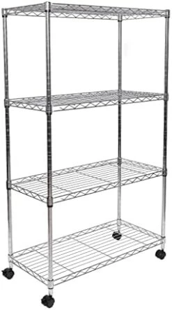 Seville Classics 5-Tier Wire Shelving With Wheels, 5-Tier, 30"" W X 14"" D (NEW MODEL), Chrome Plating, Plated Steel -Brabantia Shop 419MWripSQL. AC