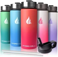 HYDRO CELL Stainless Steel Insulated Water Bottle With Straw - For Cold & Hot Drinks - Metal Vacuum Flask With Screw Cap And Modern Leakproof Sport Thermos For Kids & Adults (Mint/Green 24oz) -Brabantia Shop 419dE6qTe6L. AC