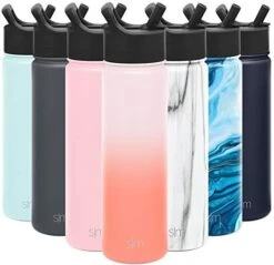 Simple Modern Water Bottle With Straw Lid Vacuum Insulated Stainless Steel Metal Thermos Bottles | Reusable Leak Proof BPA-Free Flask For Gym, Sports| Summit Collection | 22oz, Botanical Rainbow -Brabantia Shop 419zhLPRSkL. AC