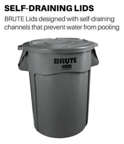 Rubbermaid Commercial Products Brute Trash Can Dome Lid, Gray, 55-Gallon, Compatible With The 55-Gallon Garbage Bins & Commercial Products Brute Heavy-Duty Round Trash/Garbage Lid, Gray -Brabantia Shop 41A8d1x6XNL