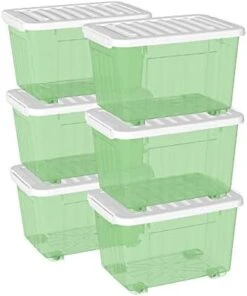 Cetomo 55L*3 Plastic Storage Box,Clear Blue, Tote Box, Organizing Container With Durable Lid And Secure Latching Buckles, Stackable And Nestable, 3Pack, With Buckle -Brabantia Shop 41A95QgXK5L. AC