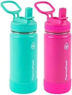 ThermoFlask Double Wall Vacuum Insulated Stainless Steel Kids Water Bottle With Straw Lid, 14 Ounce, 2-pack, Punch/Eggplant -Brabantia Shop 41AH7jMPFsL. AC