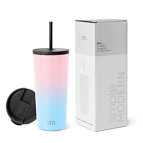 Simple Modern Insulated Tumbler With Lid And Straw | Iced Coffee Cup Reusable Stainless Steel Water Bottle Travel Mug | Gifts For Women Men Her Him | Classic Collection | 20oz | Sweet Taffy 1 Simple Modern Insulated Tumbler With Lid And Straw | Iced Coffee Cup Reusable Stainless Steel Water Bottle Travel Mug | Gifts For Women Men Her Him | Classic Collection | 20oz | Sweet Taffy