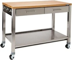 Seville Classics NSF Commercial Stainless Steel Top Work Table Island Utility Cart Prep Station, 78 For Restaurant, Kitchen, Warehouse, Garage, Hotel, Home, 55 Steel, 24" W X 20" D X 36" H -Brabantia Shop 41AYqqfalaL. AC
