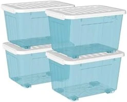 Cetomo 55L*3 Plastic Storage Box,Clear Blue, Tote Box, Organizing Container With Durable Lid And Secure Latching Buckles, Stackable And Nestable, 3Pack, With Buckle -Brabantia Shop 41AzyM4P7iL. AC