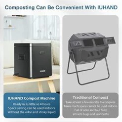 IUHAND Compost Bin Kitchen, Smart Waste Kitchen Composter, Electric Composter Indoor With Base, Food Cycler With 3L Capacity, Compost Machine For Countertop, Counter, Starry Gray 2 Filters (Bk-1) -Brabantia Shop 41C1niHpeTL