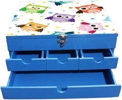 Enigmatic Woodworks Multi Drawer Wood Lotus Storage Box, Blue -Brabantia Shop 41CMQoLisfL. AC