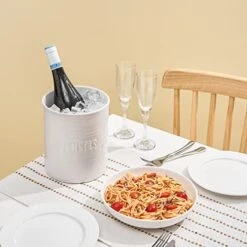 LIFVER Kitchen Untensil Holder, 7.1″ Extra-Large Ceramic Stable Utensil Holder For Kitchen Counter, White Utensil Crock For Vintage Farmhouse Kitchen Décor, With Table-Protection Cork Mat -Brabantia Shop 41CS7Ib3ggL